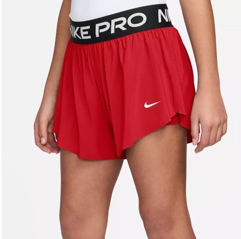 Nike Pro Dri-FIT 2-in-1 Training Shorts Red Athletic Gym Girls XS 5-6 Yrs NWT